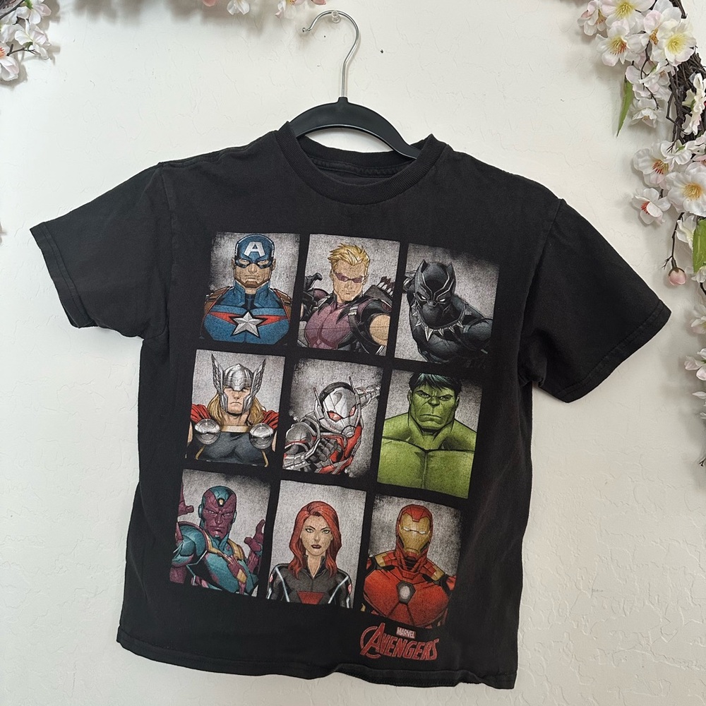 Marvel Avengers Black Tee with Colorful Characters